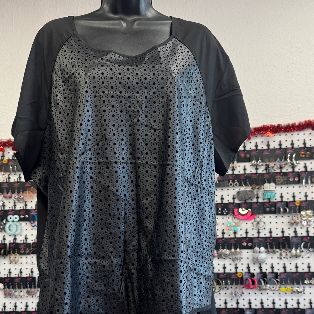 Calvin Klein Black Perforated Blouse